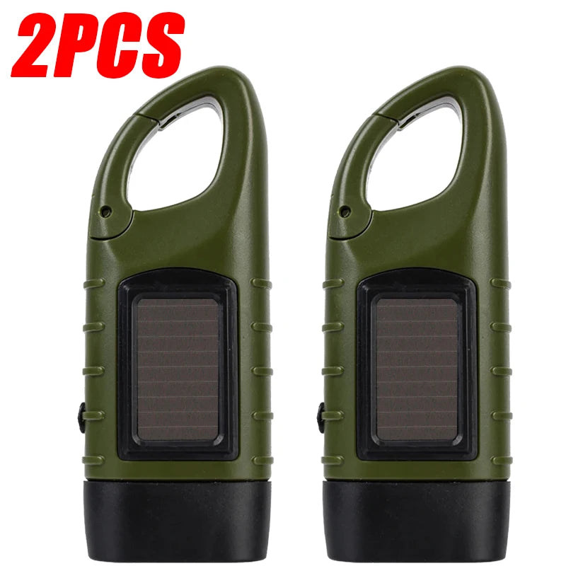 Rechargeable LED Survival Flashlight – Hand Crank & Solar Powered Torch for Hiking, Fishing & Boating