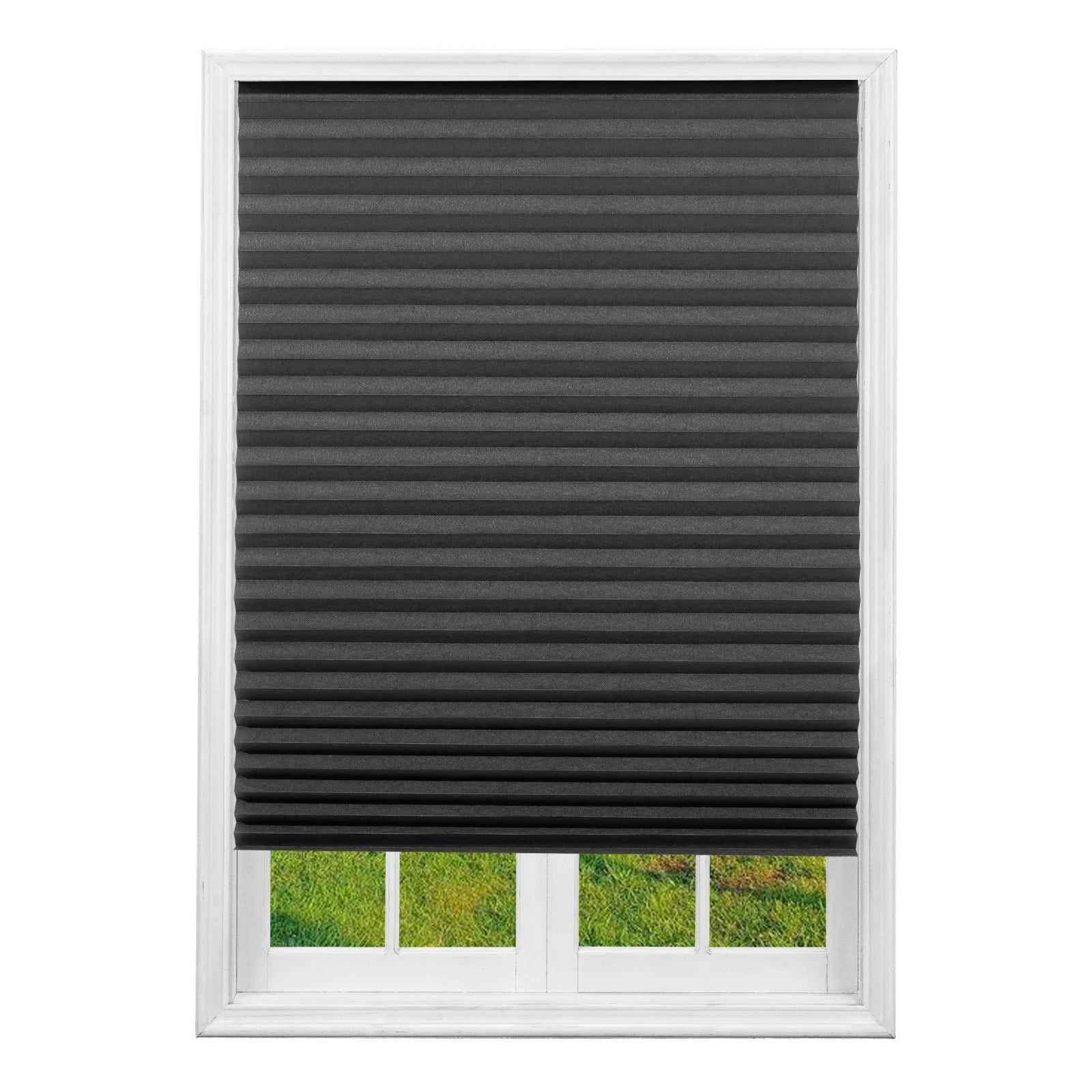 Blind for Window Self Adhesive Pleated Blinds Cordless No Drill Fabric Shutter Room Darkening Shades Blackout Shutters