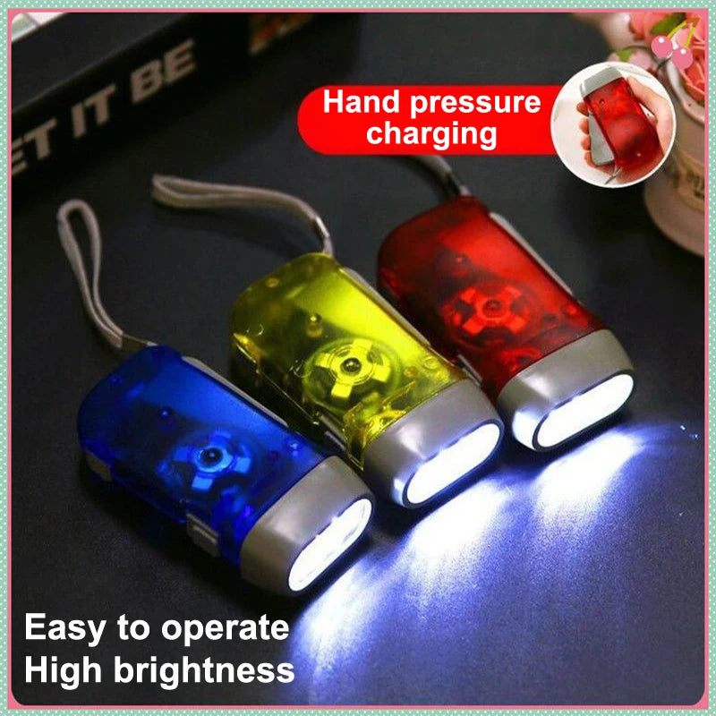 Self-Powered Hand Crank LED Torch – Compact Flashlight for Camping, Hiking & Survival