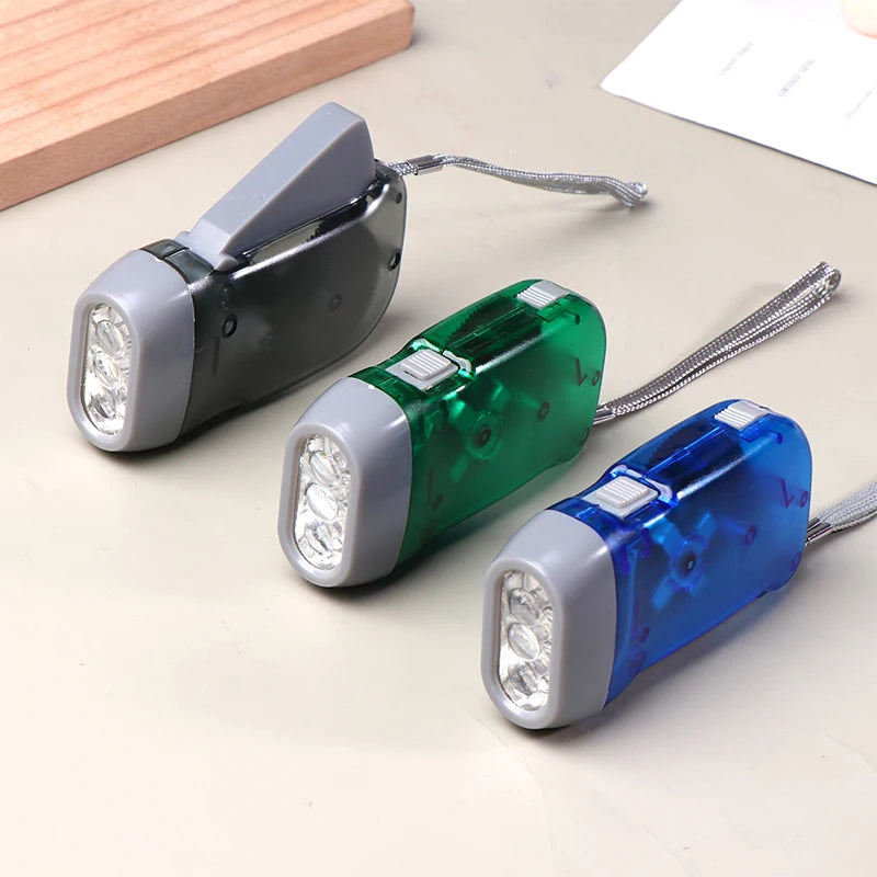 Self-Powered Hand Crank LED Torch – Compact Flashlight for Camping, Hiking & Survival