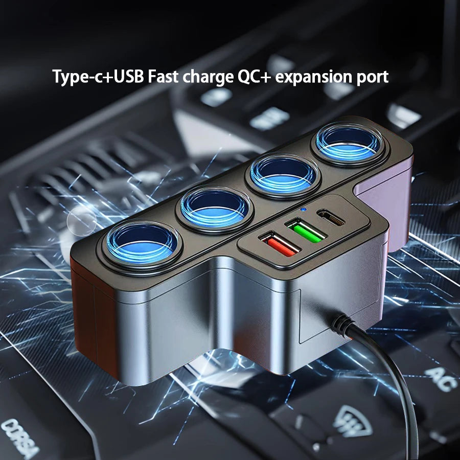 120W Multi-Port Fast Car Charger – Charge Multiple Devices Simultaneously