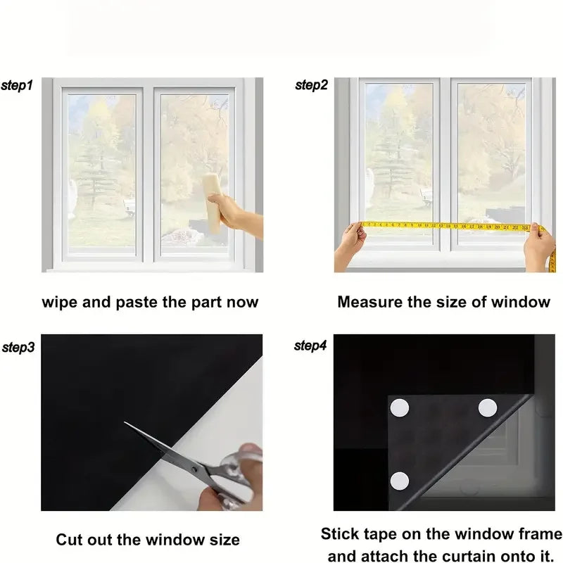 DIY Portable Blackout Window Film – 95–98% Light Blocking Removable Shades