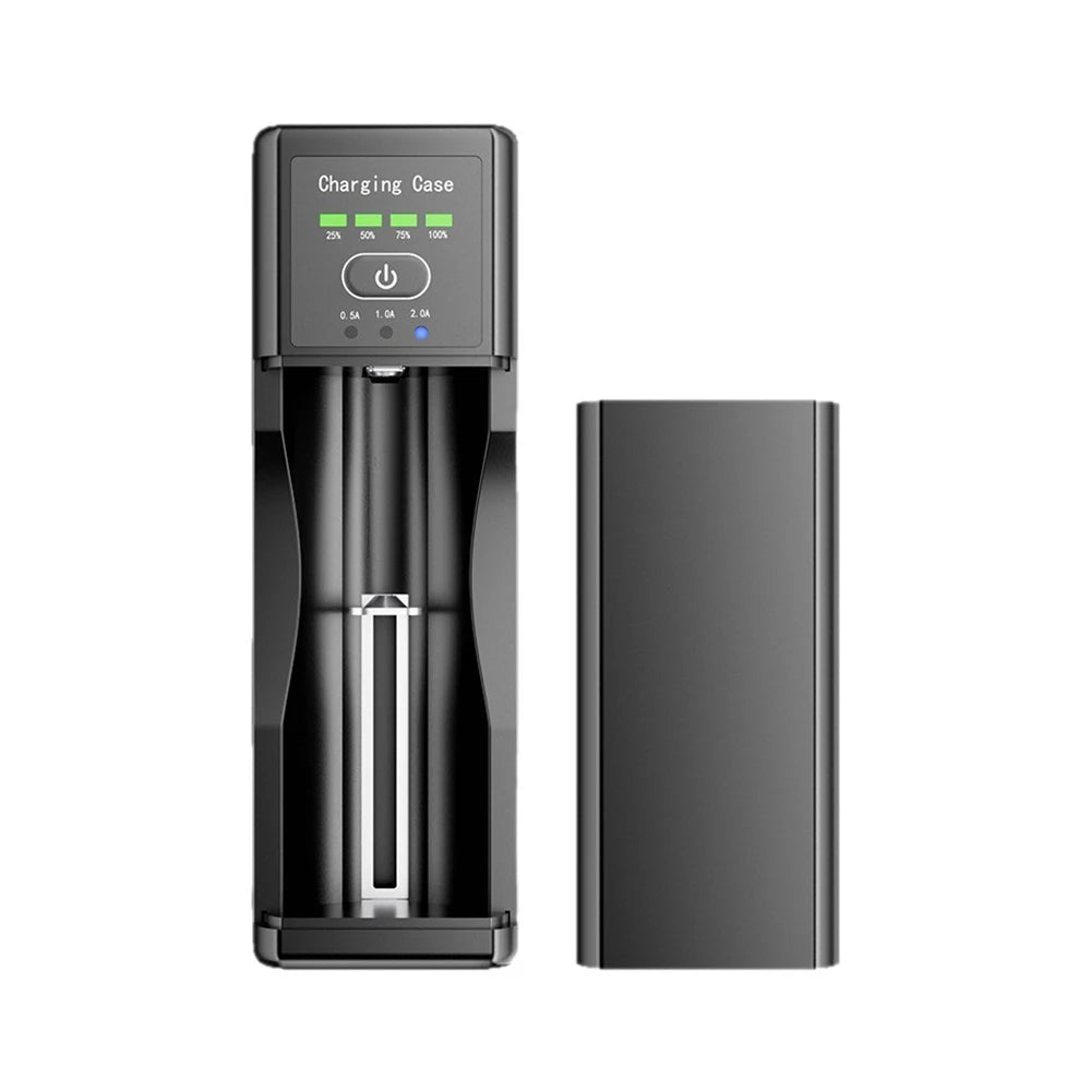 • Universal lithium battery charger with Type-C fast charging and USB output for convenient phone charging on the go.