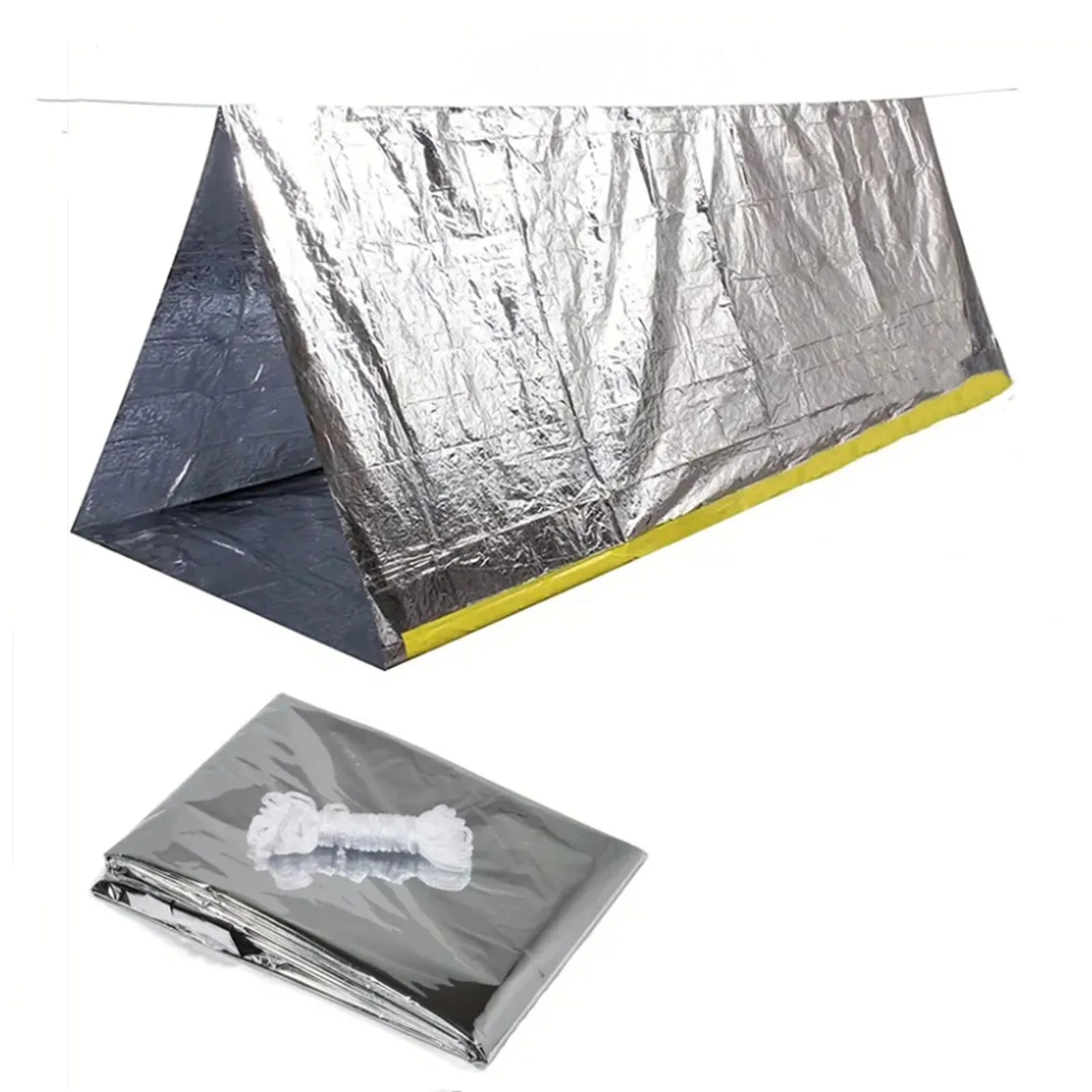 Waterproof 2-person emergency tent designed for reliable shelter during camping and outdoor activities.