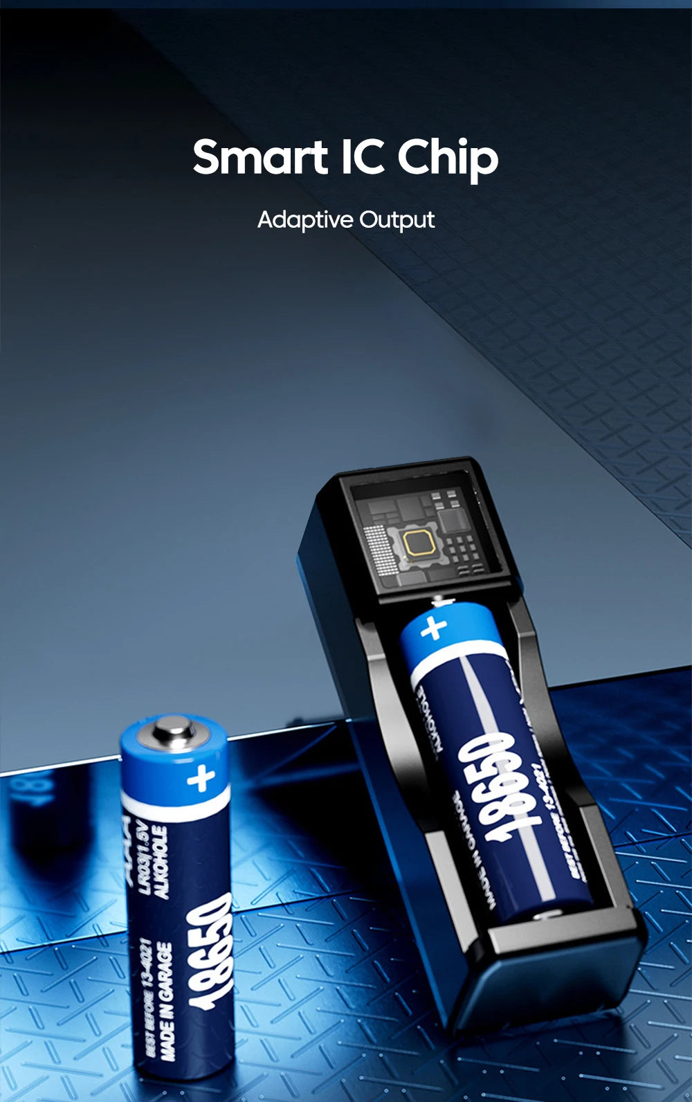 • Universal lithium battery charger with Type-C fast charging and USB output for convenient phone charging on the go.