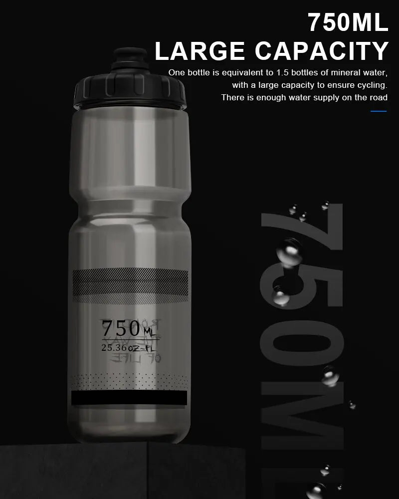 RIDERACE Bicycle Water Bottle 750ML PP5 Plastic For Outdoor Running Climbing Sports Squeeze Mug Cycling Kettle Portable Bike Cup
