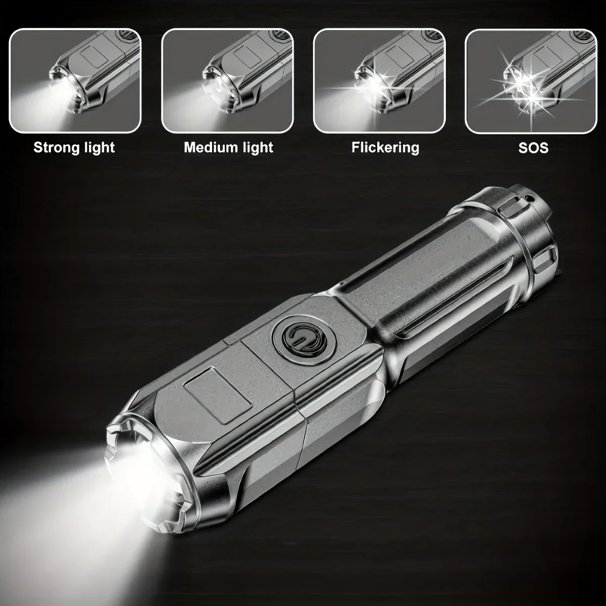 High-Power LED Flashlight – USB Rechargeable Waterproof Zoom Torch for Hiking & Camping