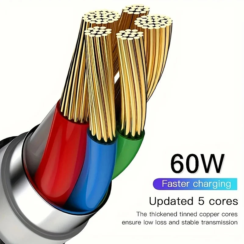 60W USB-C to USB-C Fast Charging Cable – PD Power & Data Sync