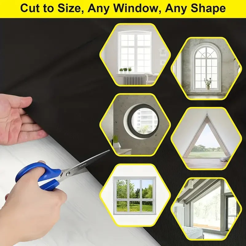DIY Portable Blackout Window Film – 95–98% Light Blocking Removable Shades