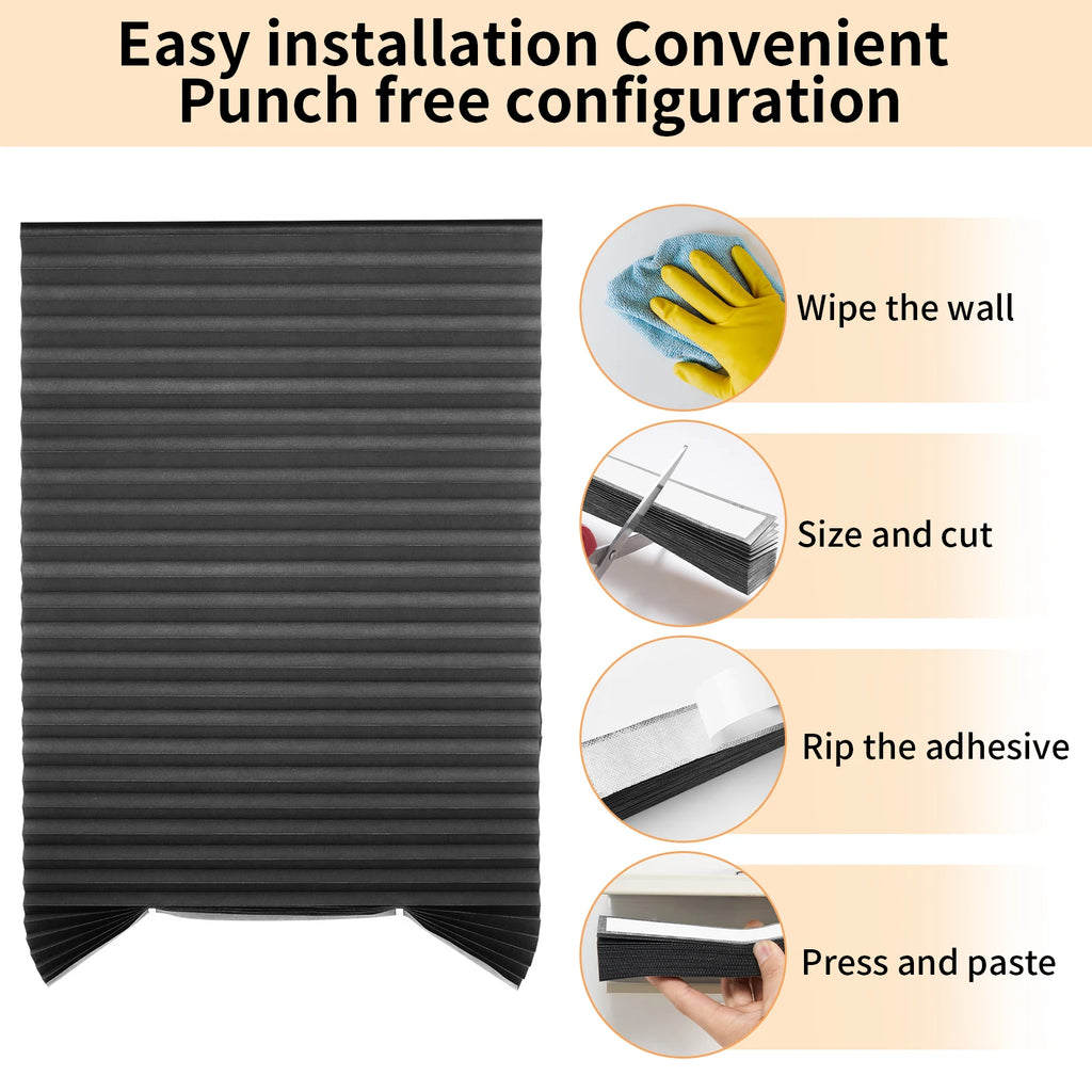 Blind for Window Self Adhesive Pleated Blinds Cordless No Drill Fabric Shutter Room Darkening Shades Blackout Shutters