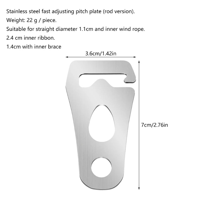 Durable stainless steel tent rope tightener designed for secure fastening and easy adjustment during camping and outdoor use.