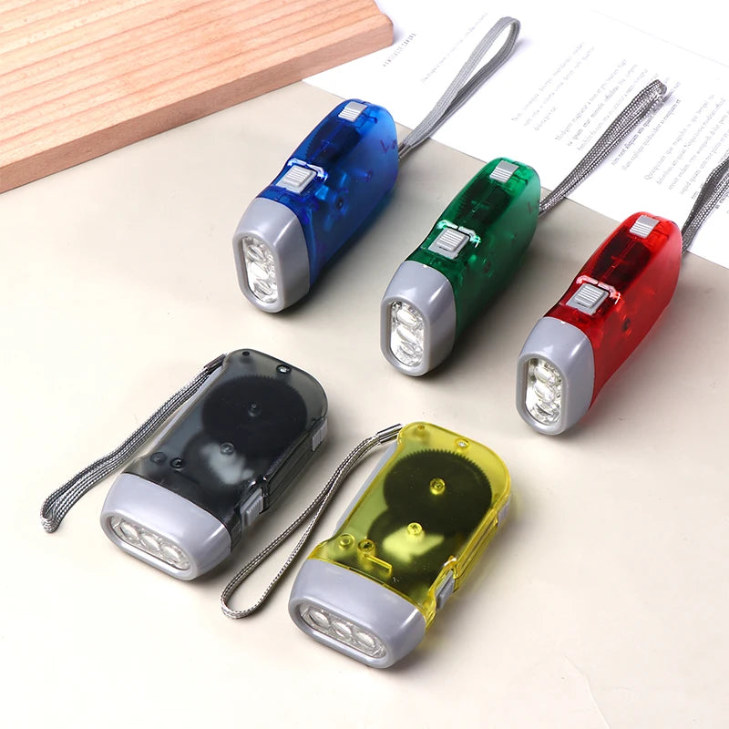 Self-Powered Hand Crank LED Torch – Compact Flashlight for Camping, Hiking & Survival