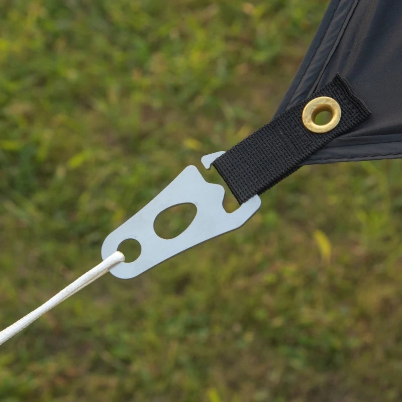 Durable stainless steel tent rope tightener designed for secure fastening and easy adjustment during camping and outdoor use.
