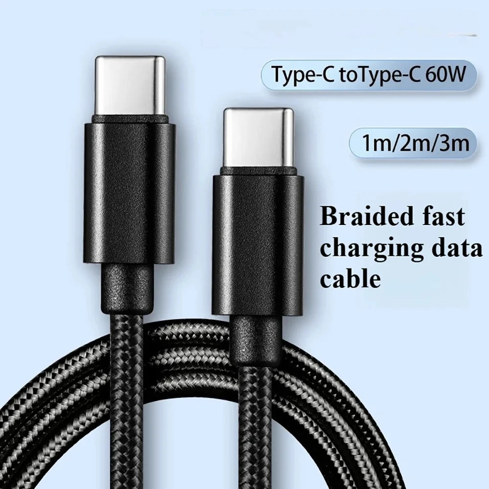 60W USB-C to USB-C Fast Charging Cable – PD Power & Data Sync