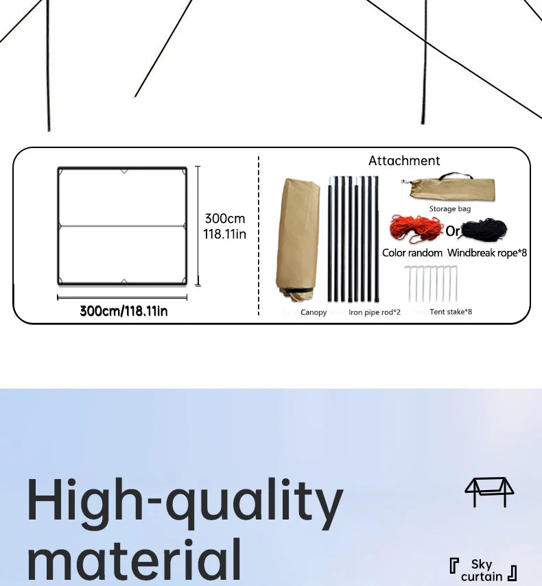 Spacious outdoor camping tent with a 9-square-meter design, offering comfort and ample space for a relaxing outdoor experience.