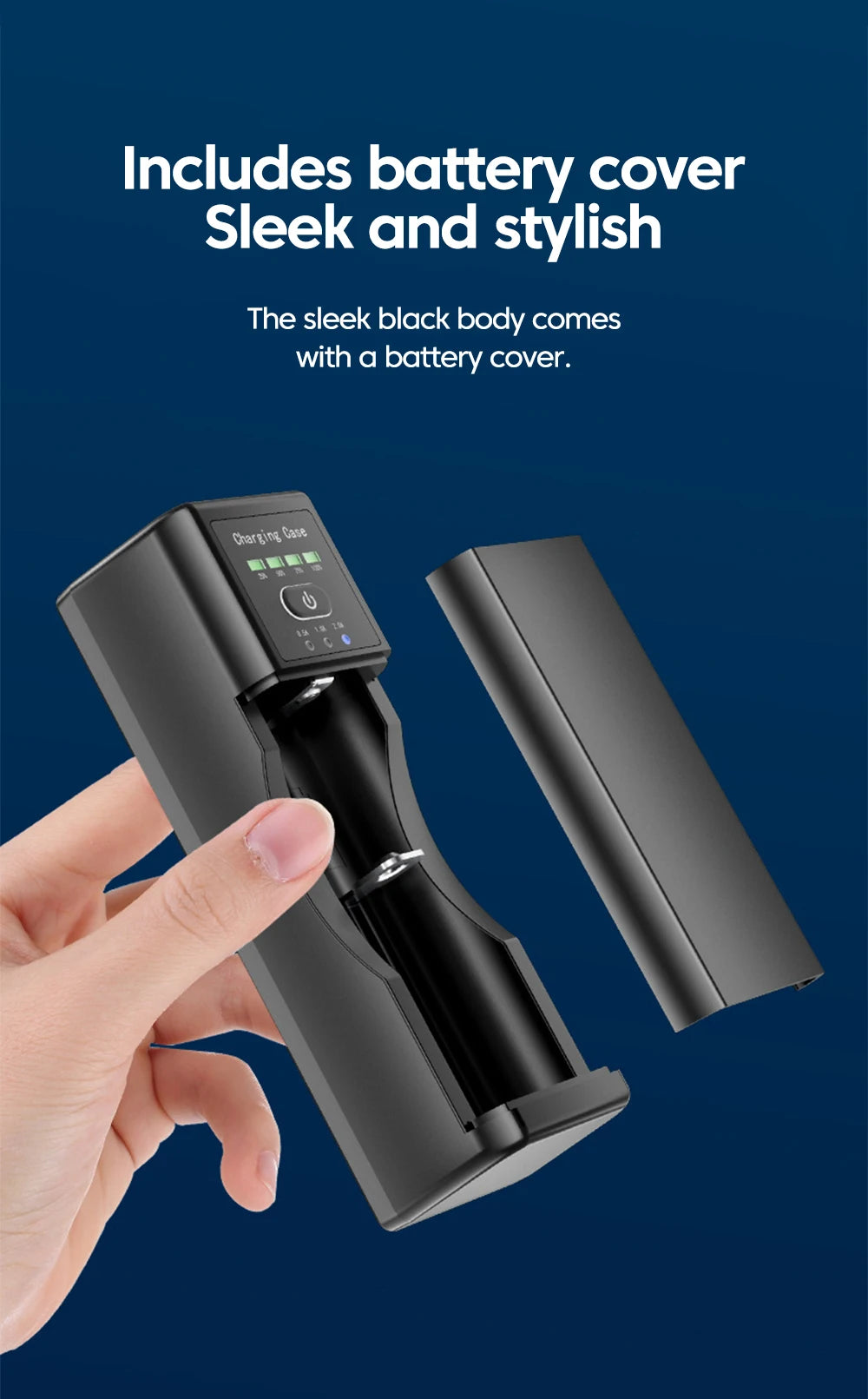• Universal lithium battery charger with Type-C fast charging and USB output for convenient phone charging on the go.