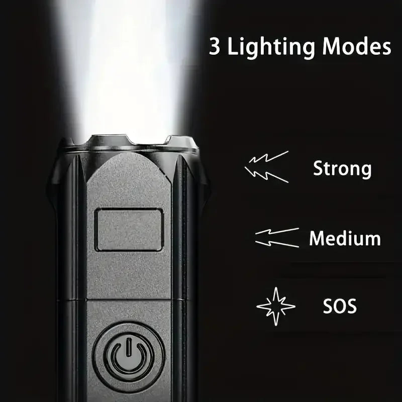 High-Power LED Flashlight – USB Rechargeable Waterproof Zoom Torch for Hiking & Camping