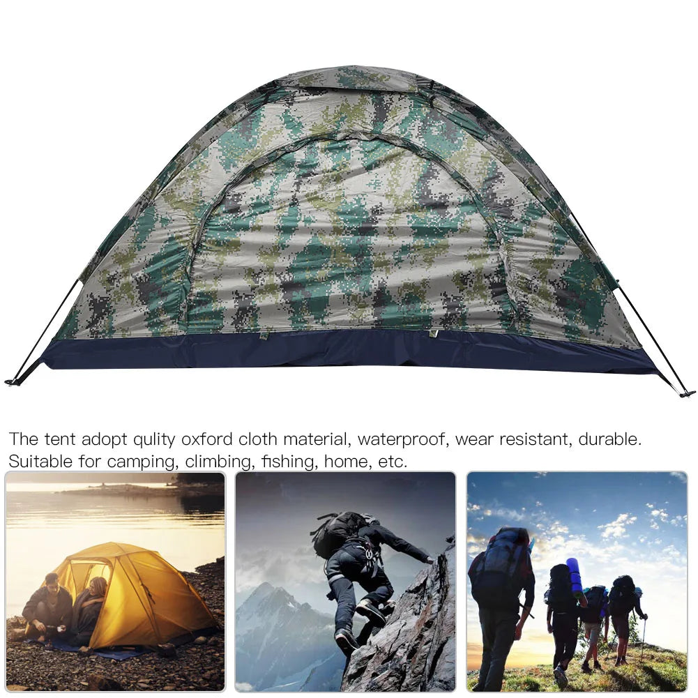 Windproof single-person outdoor tent ideal for camping, fishing, hiking, and outdoor adventures.