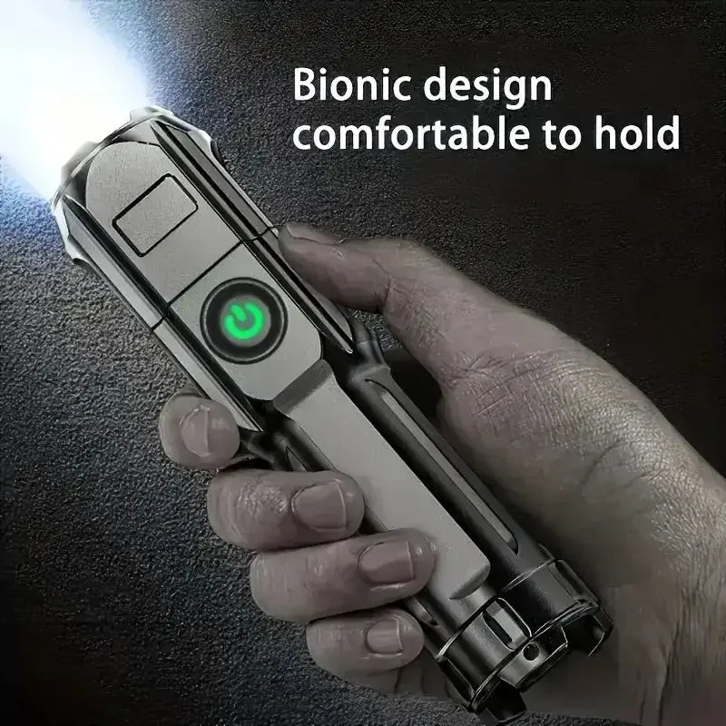High-Power LED Flashlight – USB Rechargeable Waterproof Zoom Torch for Hiking & Camping