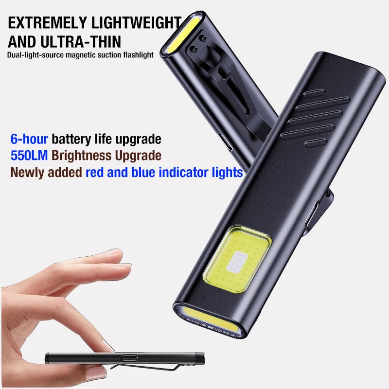 Portable Mini EDC Flashlight – High-Brightness Work, Warning & Emergency Light with Clip