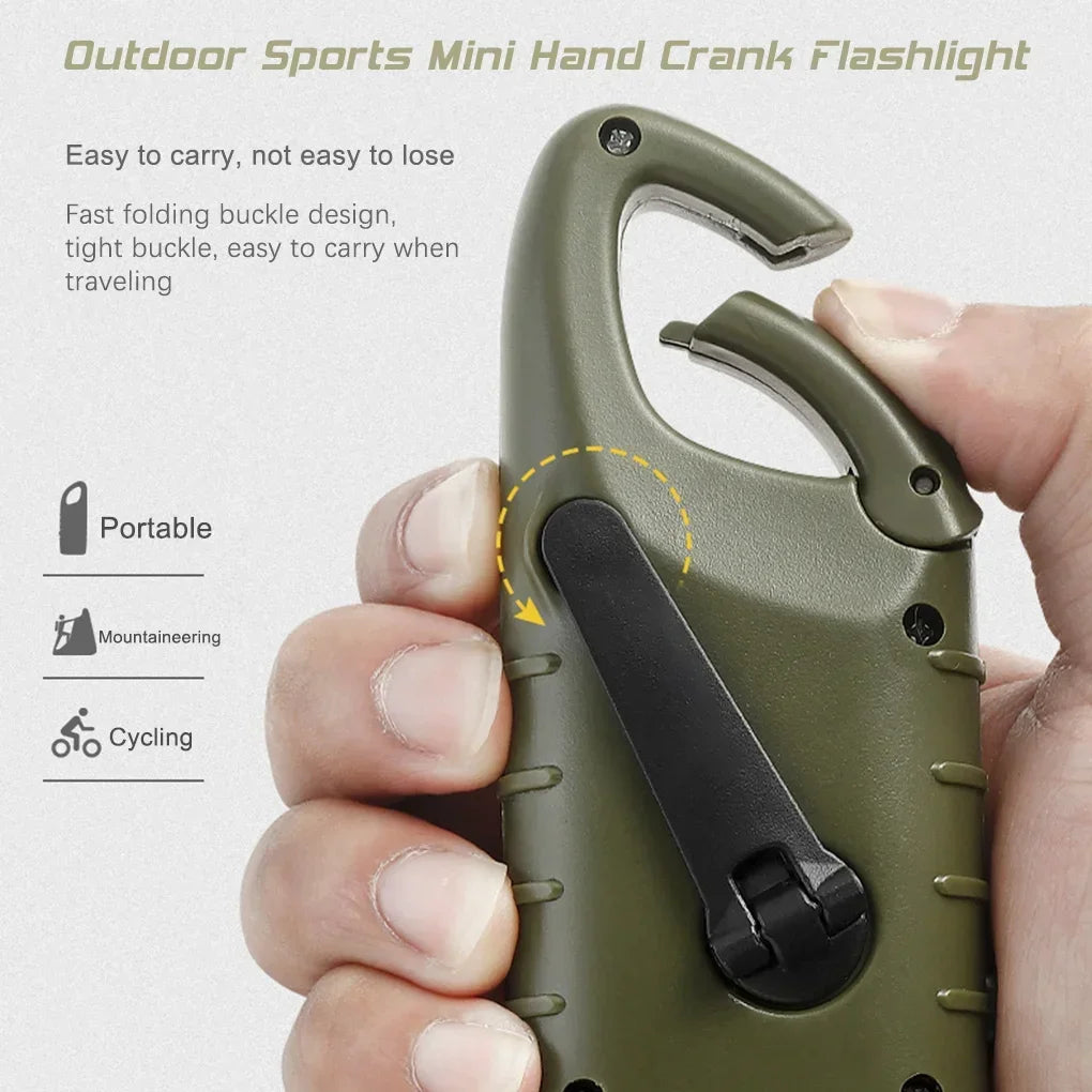 Rechargeable LED Survival Flashlight – Hand Crank & Solar Powered Torch for Hiking, Fishing & Boating