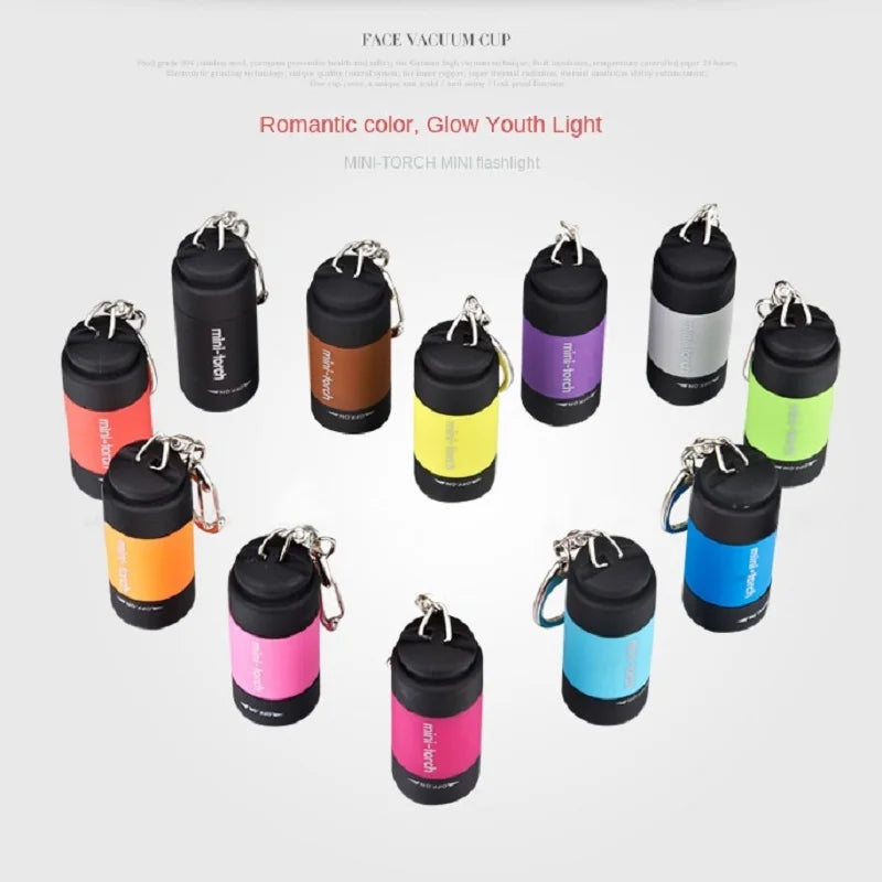 Portable LED Keychain Flashlight – USB Rechargeable Micro Pocket Light for Hiking & Camping