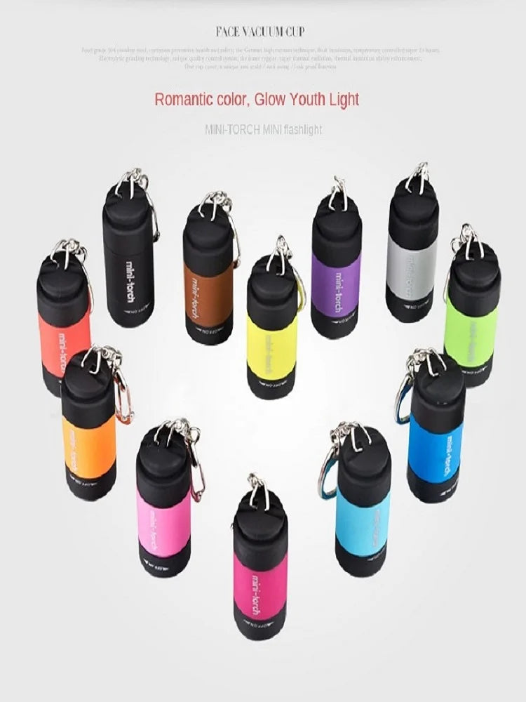 Portable LED Keychain Flashlight – USB Rechargeable Micro Pocket Light for Hiking & Camping