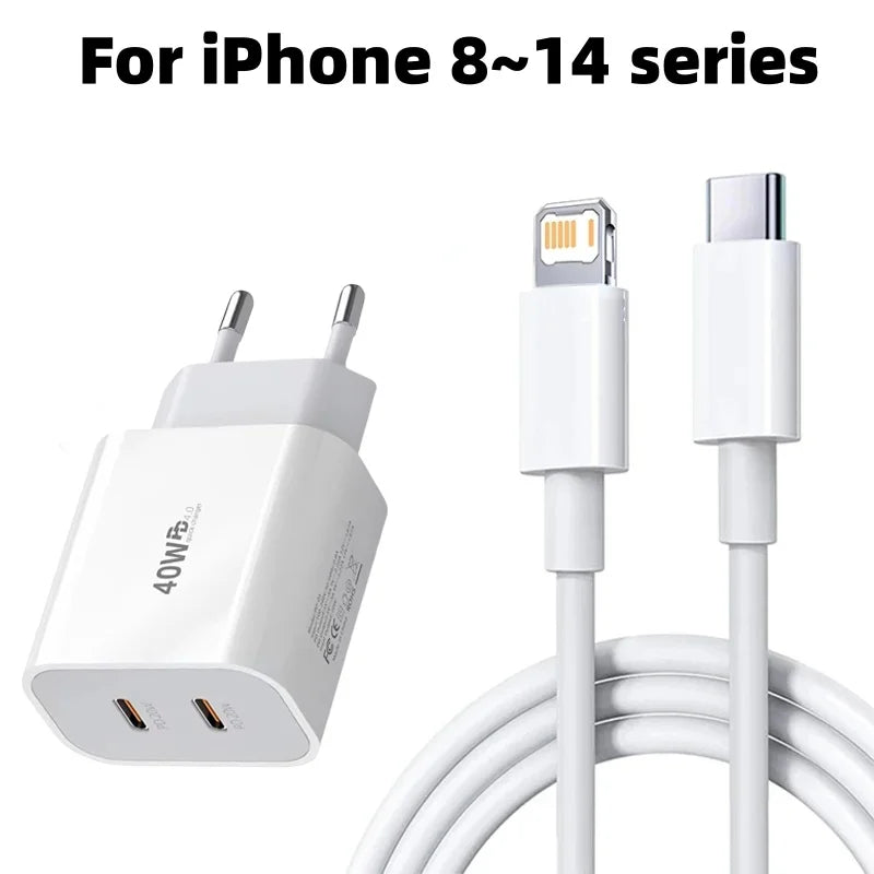 40W USB-C Fast Charger Kit – PD Charging for iPhone 11–16
