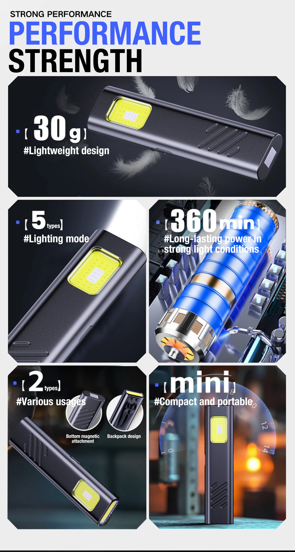 Portable Mini EDC Flashlight – High-Brightness Work, Warning & Emergency Light with Clip